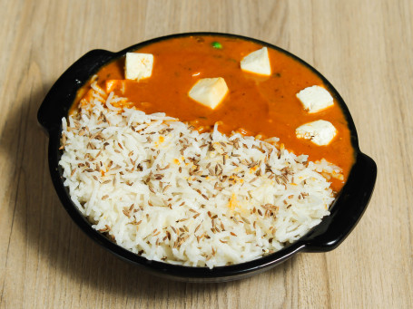 Jeera Rice With Paneer Butter Masala (With 2 Phulka And Raita)