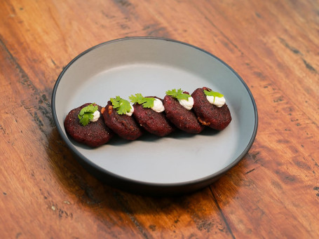 Beetroot Galouti With Goat Cheese Cream