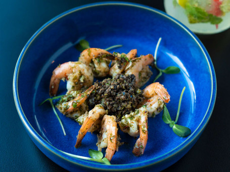 Salsa Verde Prawn, Olive Tapenade