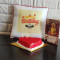 Red Velvet Cake With Cushion And Greeting Card