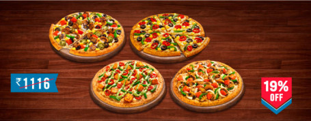Meal For 4: Veg Core Pizza Combo Loaded