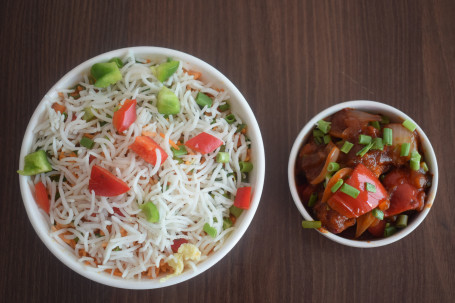 Veg Fried Rice With Gobi Manchuria