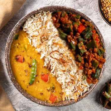 Gele Dal Tadka, Bhindi Chana Jeera Pulao