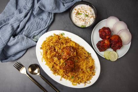 Chicken Biryani With Chicken Tikka