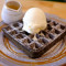 Waffles Served With Chocolate Icecream Topped With Nutella (4 Pcs)