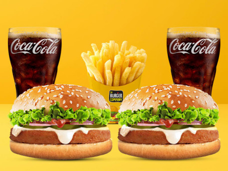 Combo For 2 2 Chicken Chilli Rocket Burgers 1 Salted Fries 2 Coke