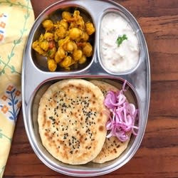 Paneer Onion Paratha Raita Chole