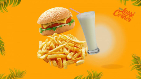 Aloo Tikki Burger French Fries Sweet Lassi