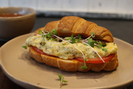 Scrambled Egg And Tomato Grilled Cheese Croissant