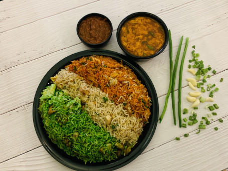 Chicken Tiranga Rice With Gravy