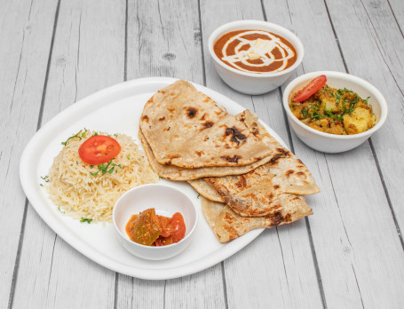 Special Meal Tray (Special Dal Makhani Special Kadai Paneer Seasonal Veg Rice 3 Chapatti Salad Raita Sweet Kheer)