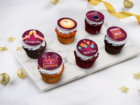 New Year Special Photo Cupcakes (Pack Of 6)