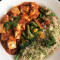Brown Rice, Grilled Tofu Cubes And Sauteed Veggies In Dnd's Italian Curry