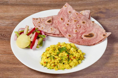 Paneer Bhurji Masala With Beetroot Roti And Daily Diet Salad Thali