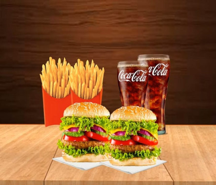 2 Veggie Double Patty Burger Large Fries 2 Coke(250Ml)