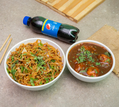 Veg Chowmein Noodles Manchurian Combo