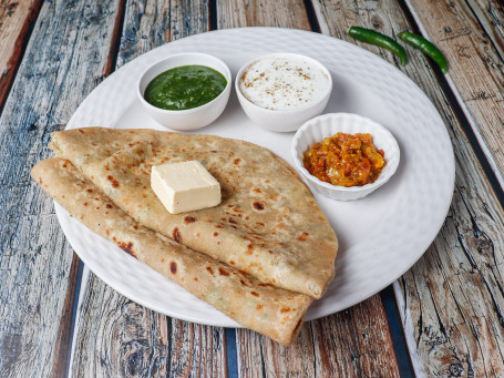 Desi Ghee Aloo Parantha Gobi Parantha Chutney Pickle Butter Curd [200 Gram]