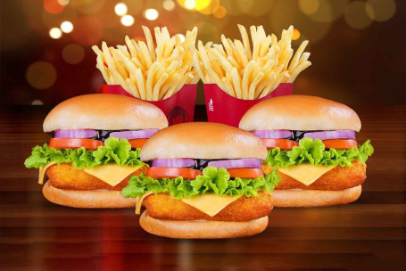 3 Bbq Chicken Burger+ 2 Fries