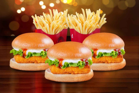 3 Paneer Delight Burger+ 2 Fries (M)