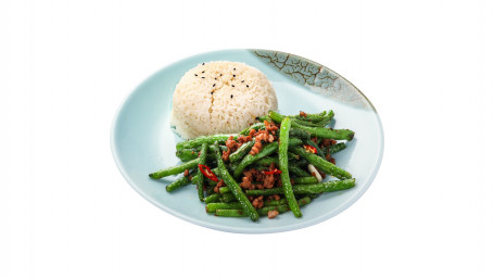 Wok Tossed French Bean And Spicy Pork Mince On Rice