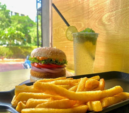 Classic Burger With Masala Lemonade And Fries
