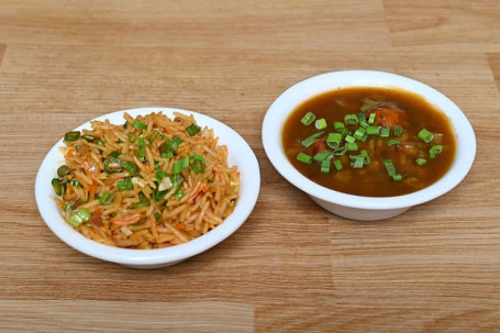 Vegetable Fried Rice With Manchurian Gravy