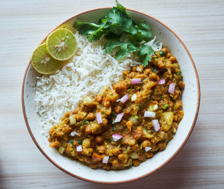 Chole Masala (Half) Plain Rice (Half)