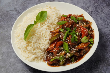 Vegetable Kung Pao With Steamed Rice