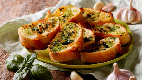 Garlic Bread Loaf With Pesto Sauce Cheese