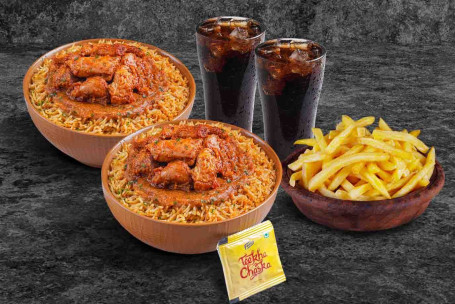 (Serves 2) Doubble Treat Chicken Rice Bowls With Thums Up Fries Meals