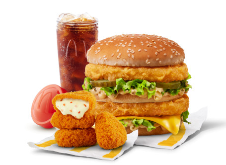 Kurczak Big Mac Cheesy Veg Nuggets 4 Szt. Cola