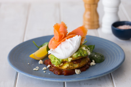 Corn And Zucchini Fritters With Smoked Salmon