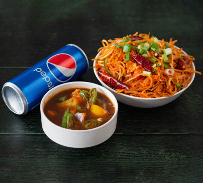 Schezwan Chicken Noodles With Chilli Chicken Pepsi Coke (250 Ml)