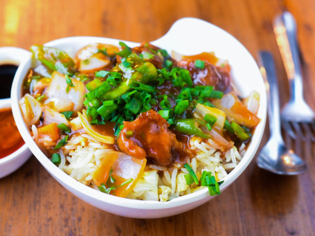 Rice Bowl With Schezwan Chicken Curry