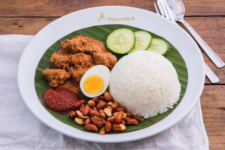 Nasi Lemak with Vegetarian Curry Mutton