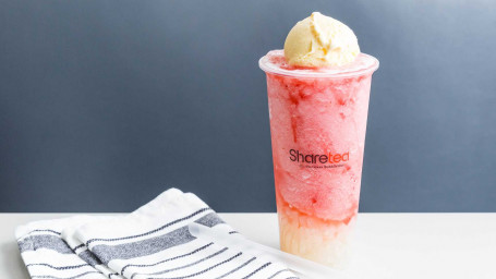 Strawberry Ice Blended With Lychee Jelly Ice Cream
