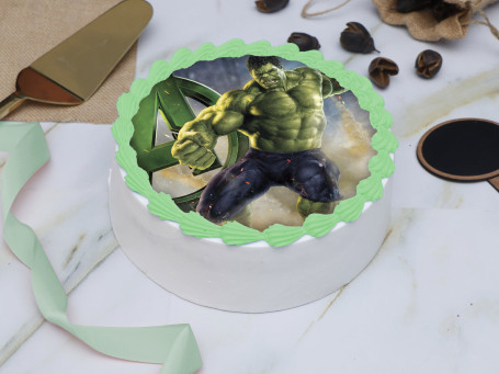 Green Hulk Photo Cake
