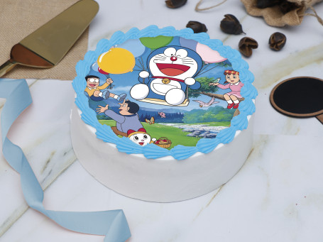 Doraemon Playing With Friends Photo Cake