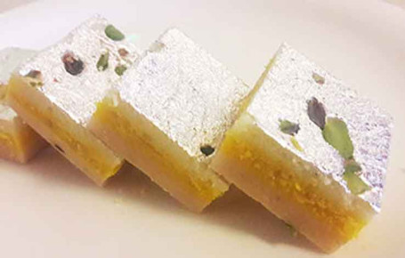 Coconut Kesar Burfi.