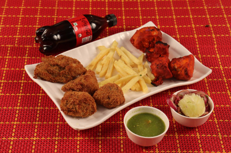 Chicken Crispy 4 Pc Chicken Tikka 4 Pc Made With Fresh Oil French Fries Cold Drink Salad