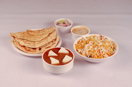 Paneer Dum Biryani Butter Paneer Masala 5 Pcs 2 Paratha Raita Vinegar Onion