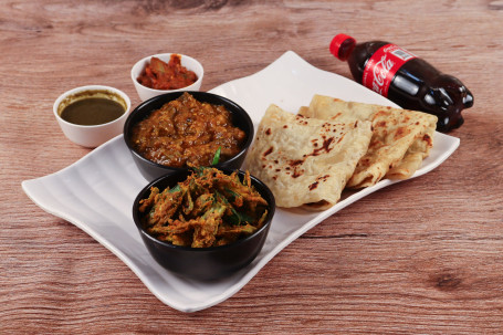 Bhindi Kurkure Chokha 3 Paratha Onion Hari Chutney Coke 250 Ml