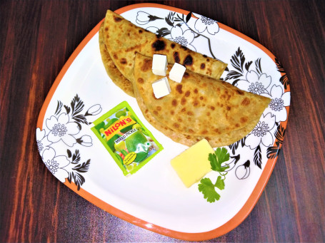 Paneer Paratha (2 Pcs) With Butter And Pickle