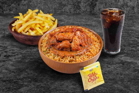 (Serves 1) Chicken Signature Bowl Fries Thums Up Meal