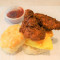 Fried Chicken, Egg And Cheese Biscuit