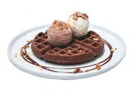 Dark and white ice cream waffle