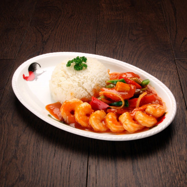 Chilli Prawns On Rice