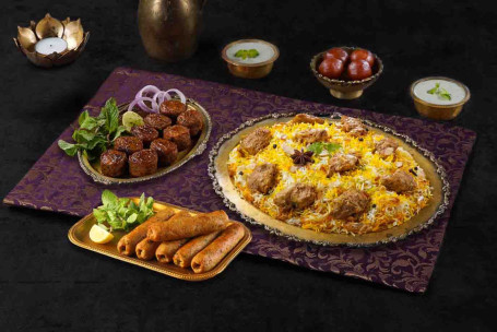 Jashn Combo- Lazeez Bhuna Murgh Biryani 2 Portions Of Kebabs