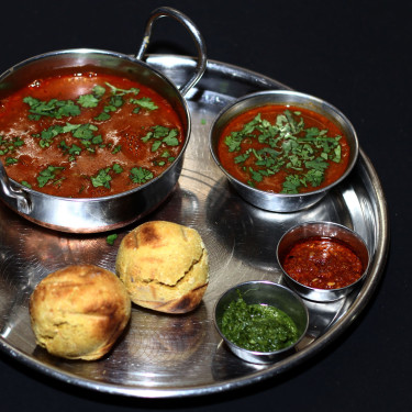 Rajasthani Hari Mirch Special Dal Fry Bafla And Laddu