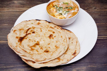 Kadai Paneer With 1 Butter Naan And 1 Lachha Paratha